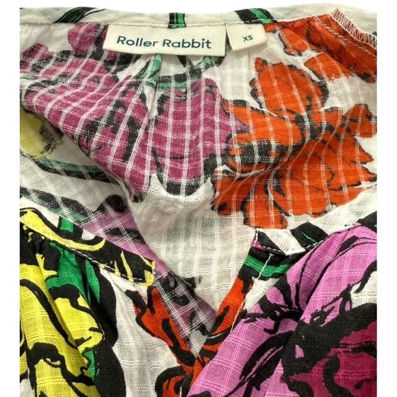 Roberta Roller Rabbit Lightweight Cotton Blouse V-Neck Floral 3/4 Sleeve Size XS - Picture 6 of 9